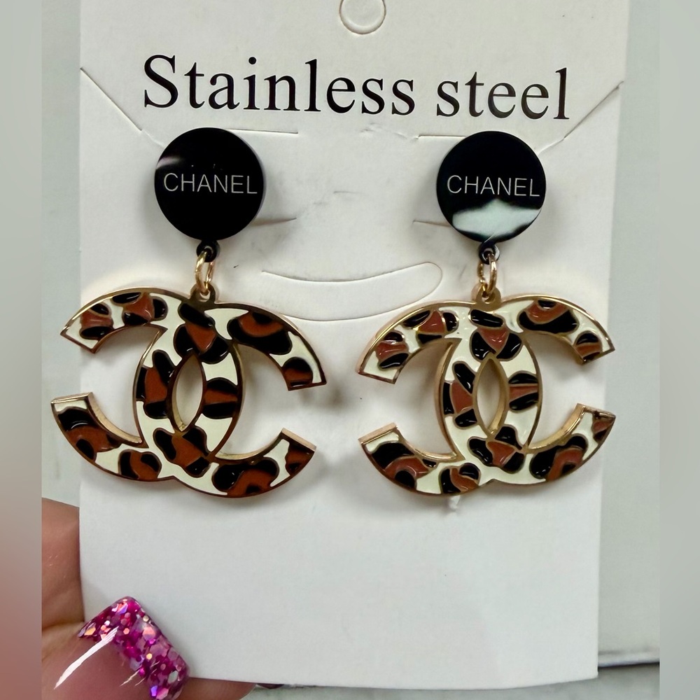 Leopard Print Acrylic Earrings